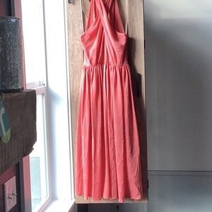 Coral gal Meets Glam Halter Midi Dress